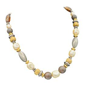 Liz Claiborne Shades of Brown Beaded Necklace Vintage 90s